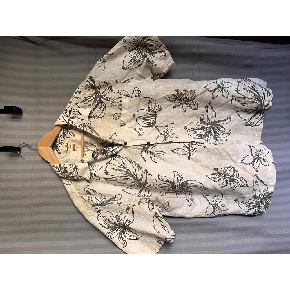 Panama Jack XL Beige Floral Short Sleeve Casual Shirt